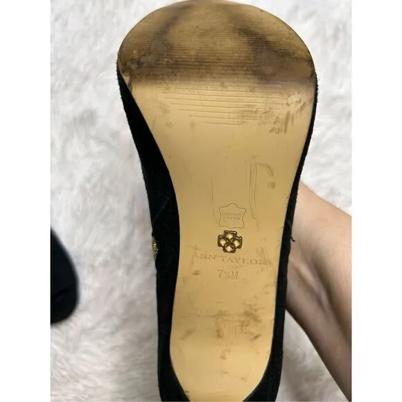 Ann Taylor Black Open Toe Heels Size 7.5 inches