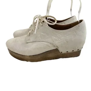 Anthro Kelsi Dagger Bone Leather Oxfords with Wooden Platform Sole Lace Up Sz 6