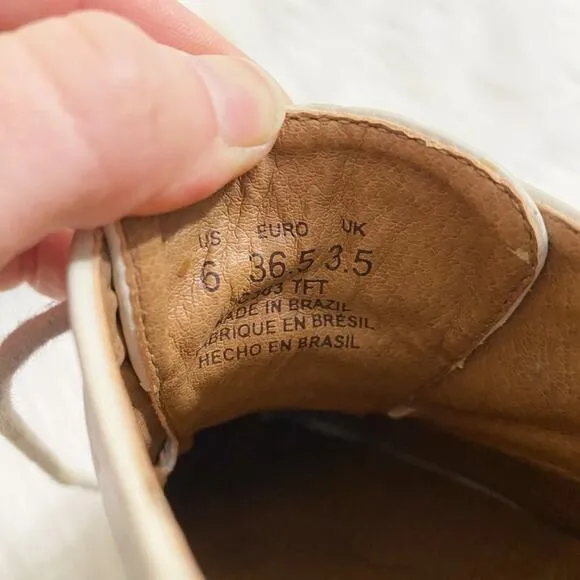 Anthro Kelsi Dagger Bone Leather Oxfords with Wooden Platform Sole Lace Up Sz 6