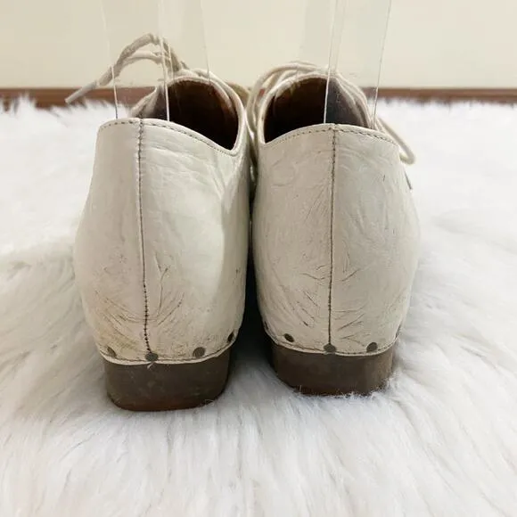Anthro Kelsi Dagger Bone Leather Oxfords with Wooden Platform Sole Lace Up Sz 6