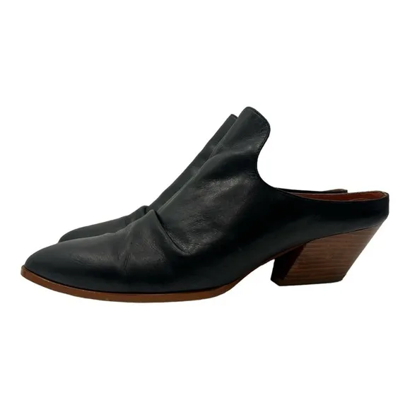 Anthropologie BLACK Women's Western Pointed-Toe Block Heel Mule size 41 US 10