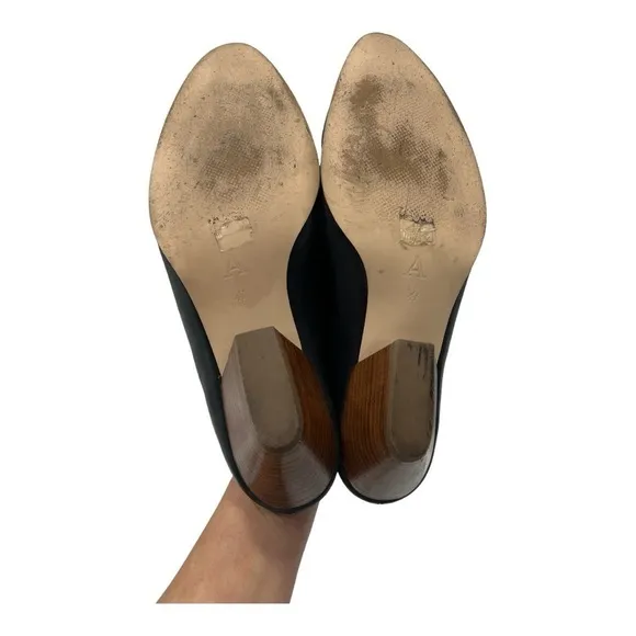 Anthropologie BLACK Women's Western Pointed-Toe Block Heel Mule size 41 US 10
