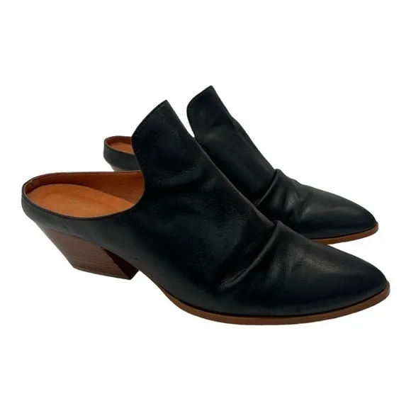 Anthropologie BLACK Women's Western Pointed-Toe Block Heel Mule size 41 US 10