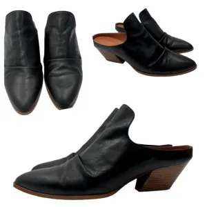 Anthropologie BLACK Women's Western Pointed-Toe Block Heel Mule size 41 US 10