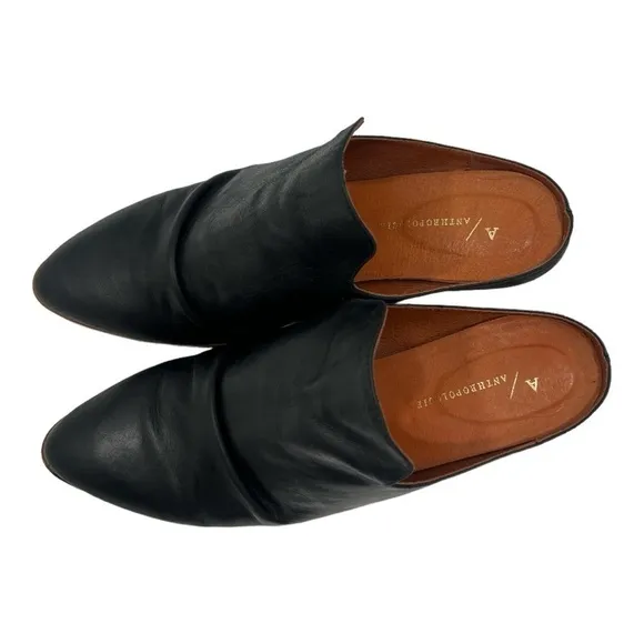Anthropologie BLACK Women's Western Pointed-Toe Block Heel Mule size 41 US 10