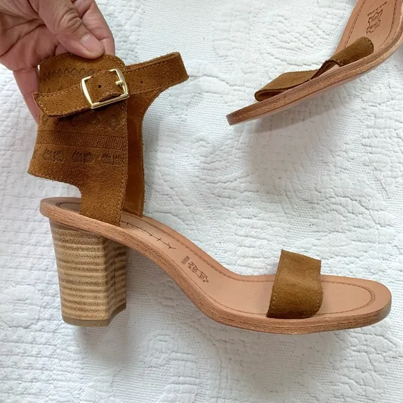 Anthropologie Howsty Celia Leather Heeled Sandal 37