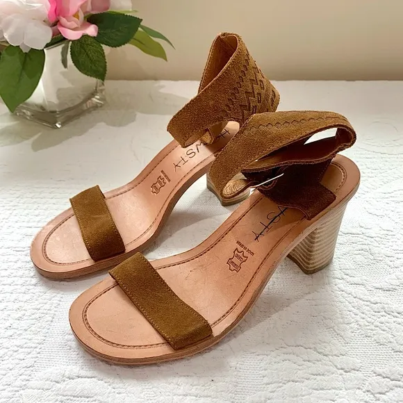 Anthropologie Howsty Celia Leather Heeled Sandal 37