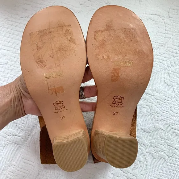 Anthropologie Howsty Celia Leather Heeled Sandal 37
