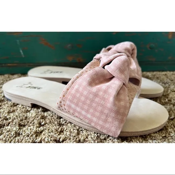 Anthropologie Miss L-Fire Gingham Slides Sandals 37