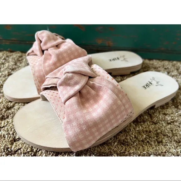 Anthropologie Miss L-Fire Gingham Slides Sandals 37