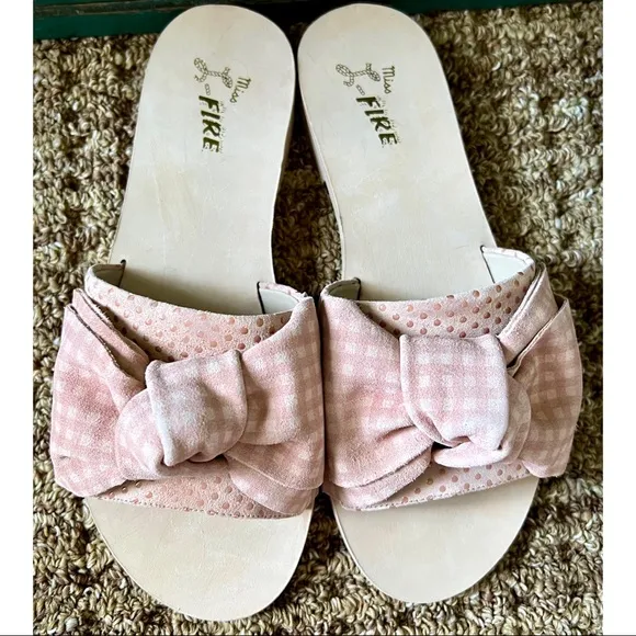 Anthropologie Miss L-Fire Gingham Slides Sandals 37