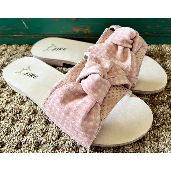 Anthropologie Miss L-Fire Gingham Slides Sandals 37