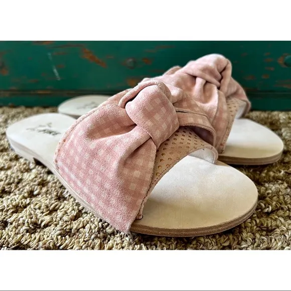 Anthropologie Miss L-Fire Gingham Slides Sandals 37