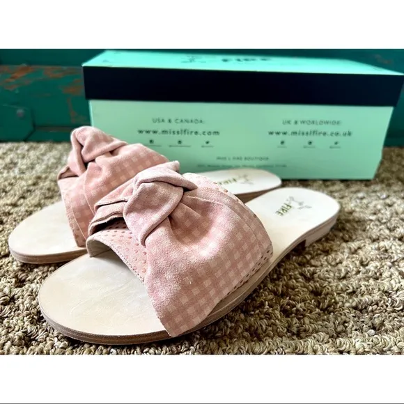 Anthropologie Miss L-Fire Gingham Slides Sandals 37