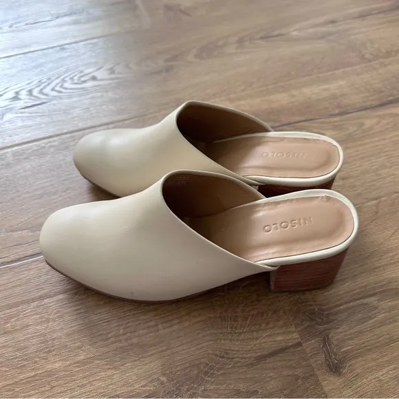 Anthropologie Nisolo All-Day Heeled Mule in Bone Size 6.5