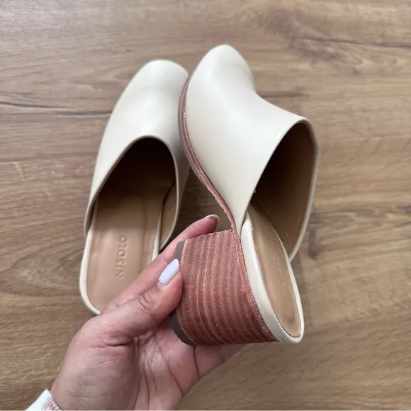 Anthropologie Nisolo All-Day Heeled Mule in Bone Size 6.5