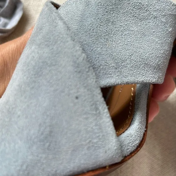 Anthropologie NWT Lola Cruz Blue Crossover Slides very chic and comfortable ❤️🙏
