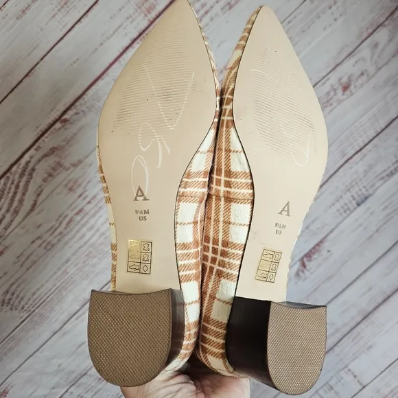 Anthropologie Seraphina plaid calf hair block heels
