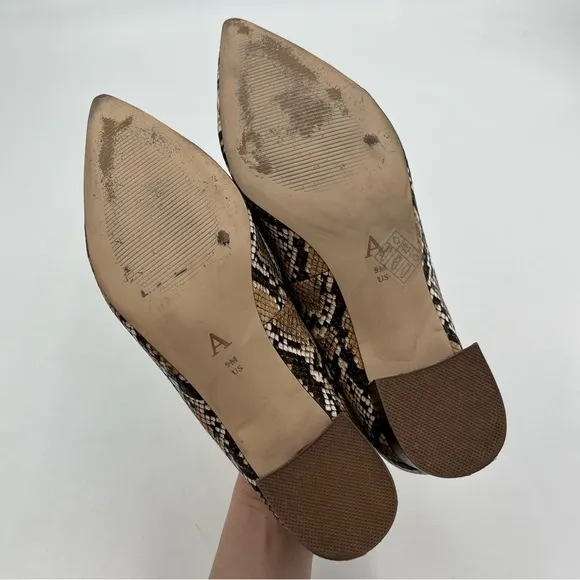 Anthropologie Seraphina Snakeskin Printed Chunky Block Stacked Heel Size 9