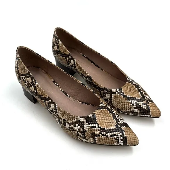 Anthropologie Seraphina Snakeskin Printed Chunky Block Stacked Heel Size 9