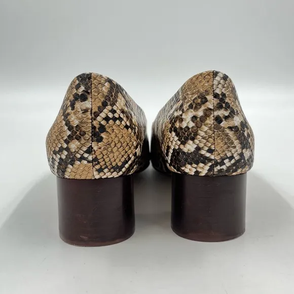 Anthropologie Seraphina Snakeskin Printed Chunky Block Stacked Heel Size 9