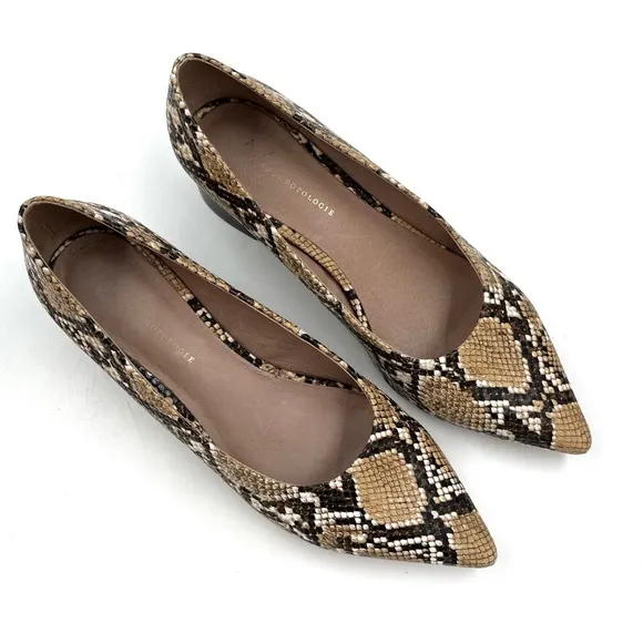 Anthropologie Seraphina Snakeskin Printed Chunky Block Stacked Heel Size 9