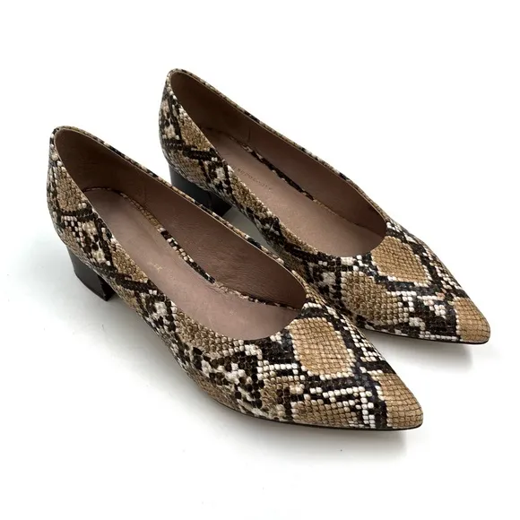 Anthropologie Seraphina Snakeskin Printed Chunky Block Stacked Heel Size 9