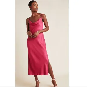 Anthropologie NWOT Pink Bias Slip Dress - Women’s L