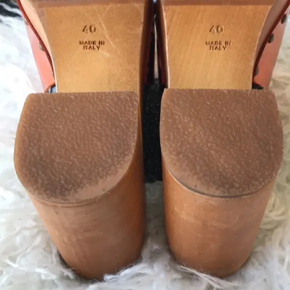 Antidoti Zoccoli Leather Open Toe Clog metallic orange Italian size 40 = US 9.5