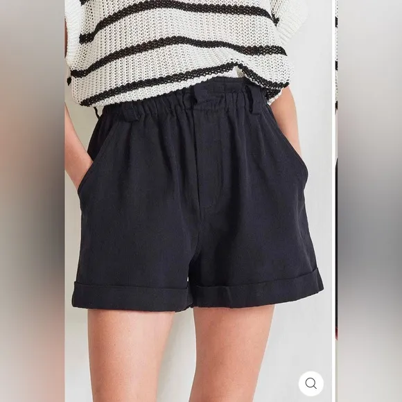 APIECE APART Son Vida Linen Organic Cotton BlendTwill Paper Bag Shorts Black S