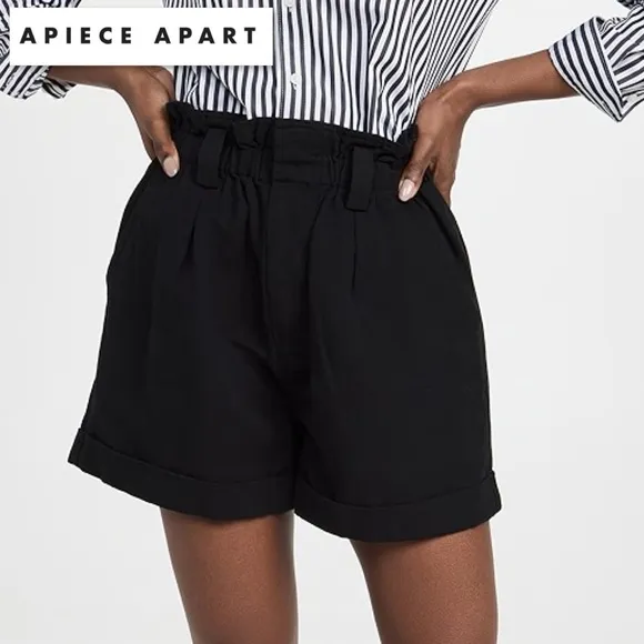 APIECE APART Son Vida Linen Organic Cotton BlendTwill Paper Bag Shorts Black S