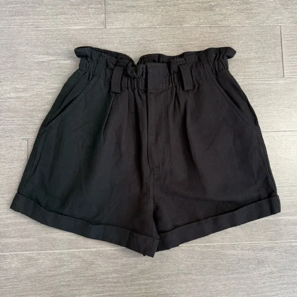 APIECE APART Son Vida Linen Organic Cotton BlendTwill Paper Bag Shorts Black S