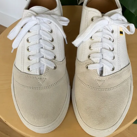 APRIX APR001 Suede and Canvas Sneaker in White and Light Gray