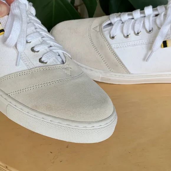 APRIX APR001 Suede and Canvas Sneaker in White and Light Gray