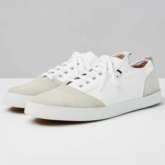 APRIX APR001 Suede and Canvas Sneaker in White and Light Gray