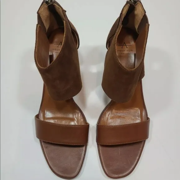 Aquatalia Enid Sandal Suede Leather Open Toe Heels Size 9 Womens $395