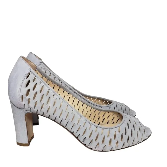 Aquatalia Gray Peep Toe Suede perforated heels  Sz 8