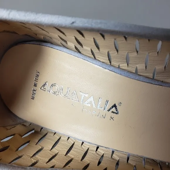 Aquatalia Gray Peep Toe Suede perforated heels  Sz 8