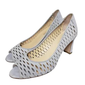 Aquatalia Gray Peep Toe Suede perforated heels  Sz 8