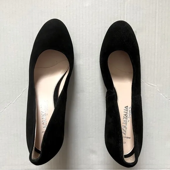 Aquatalia Suede Block Heel Weatherproof Pumps- Size 8- Black