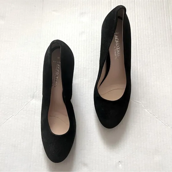 Aquatalia Suede Block Heel Weatherproof Pumps- Size 8- Black