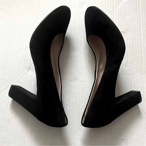 Aquatalia Suede Block Heel Weatherproof Pumps- Size 8- Black