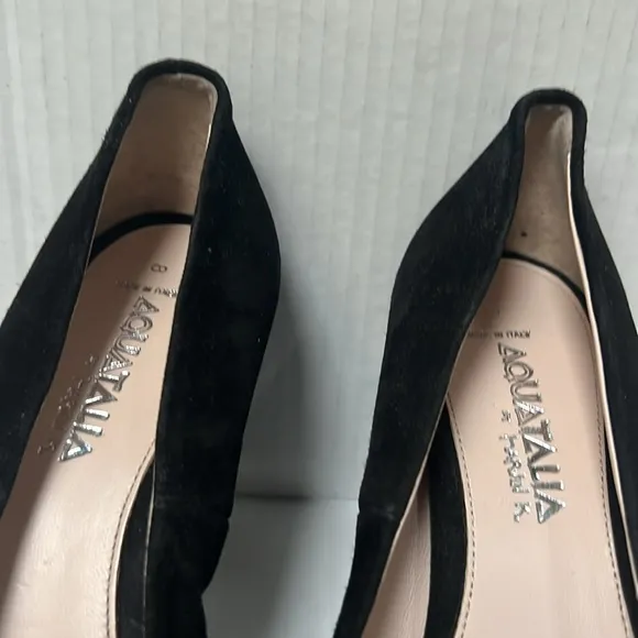 Aquatalia Suede Block Heel Weatherproof Pumps- Size 8- Black