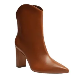 Arezzo Women's Ellie High Block Leather Boots Brown Size 8
