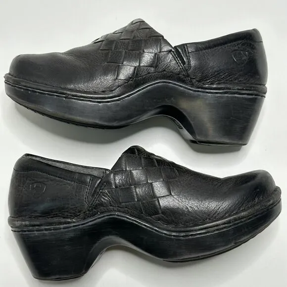 Ariat Black Leather Slip On Casual Clogs Shoes Womens 8 Nurse Work Comfy Comfort