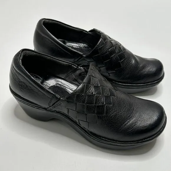 Ariat Black Leather Slip On Casual Clogs Shoes Womens 8 Nurse Work Comfy Comfort