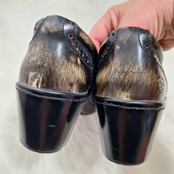 Ariat Bradford Distressed Leather Clogs Burnished Black Comfort Shabby Chic 7.5