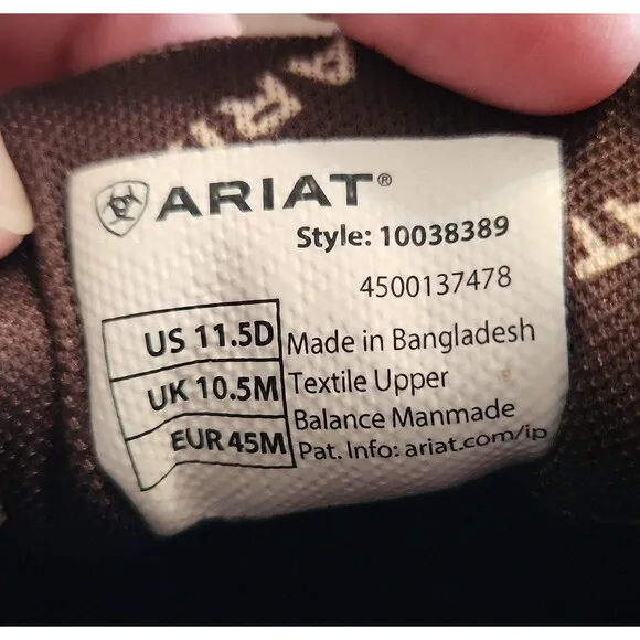 Ariat Men’s Hilo Stretch Brown Canvas size 11.5D