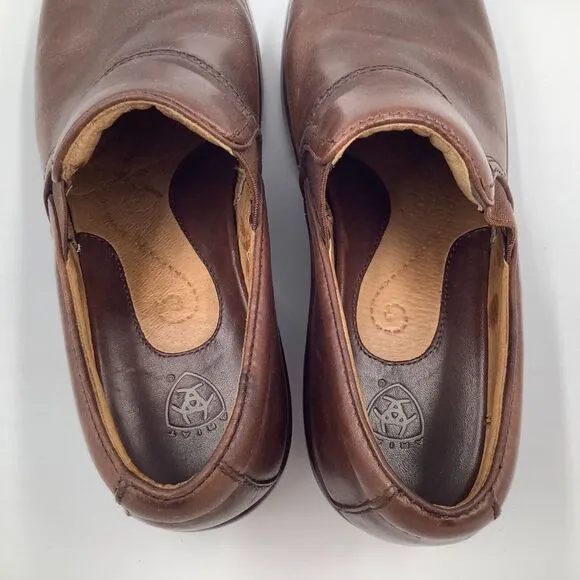 Ariat Shoes Clogs‎ US 7.5 B Brown Leather Casual Work Heels Womans