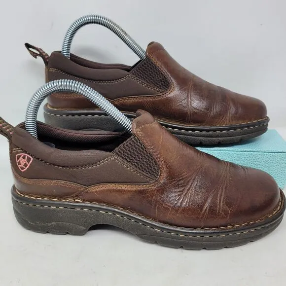 Ariat Traverse Slip-On Shoes Brown Leather Women's Sz 6.5B Work 10020171 Romeos